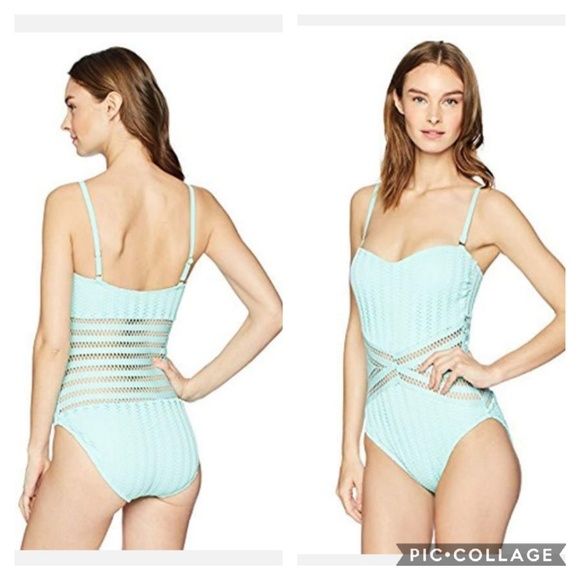 NWT Kenneth Cole Aqua Bandeau One Piece Swimsuit - Picture 1 of 8